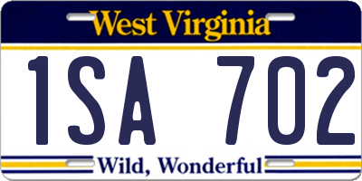 WV license plate 1SA702