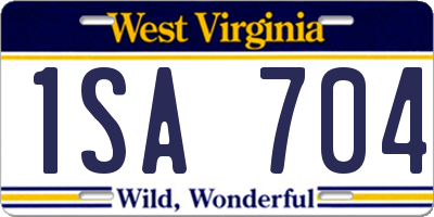 WV license plate 1SA704