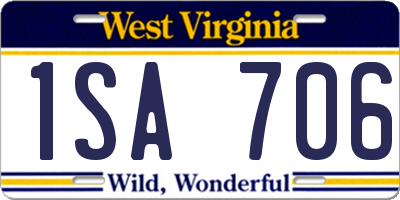 WV license plate 1SA706
