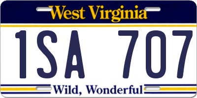 WV license plate 1SA707