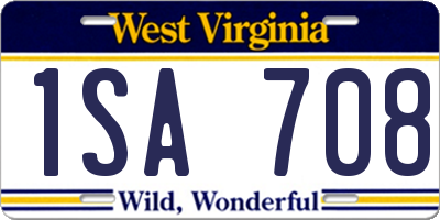 WV license plate 1SA708