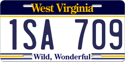 WV license plate 1SA709