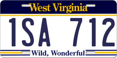 WV license plate 1SA712