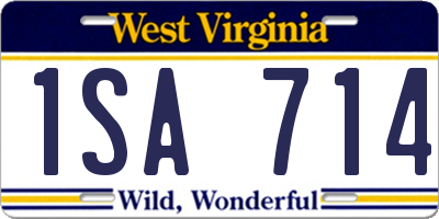 WV license plate 1SA714