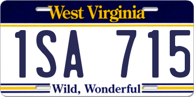 WV license plate 1SA715