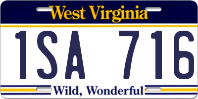 WV license plate 1SA716