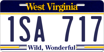 WV license plate 1SA717