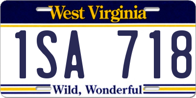 WV license plate 1SA718
