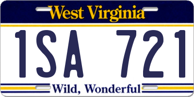 WV license plate 1SA721