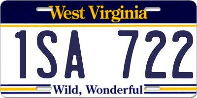 WV license plate 1SA722