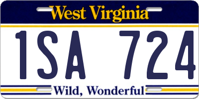 WV license plate 1SA724