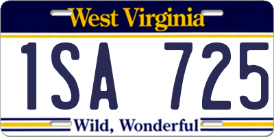 WV license plate 1SA725