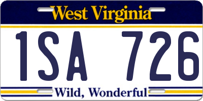 WV license plate 1SA726