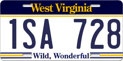 WV license plate 1SA728