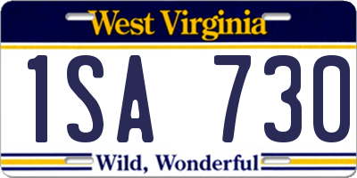 WV license plate 1SA730