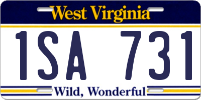 WV license plate 1SA731