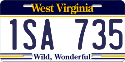 WV license plate 1SA735