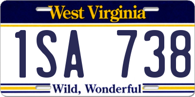 WV license plate 1SA738