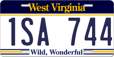WV license plate 1SA744