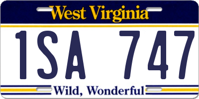 WV license plate 1SA747