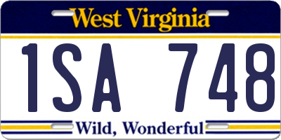 WV license plate 1SA748