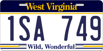 WV license plate 1SA749