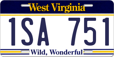 WV license plate 1SA751
