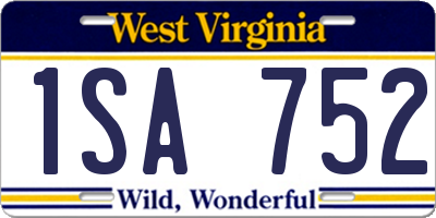 WV license plate 1SA752