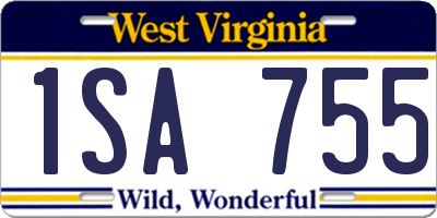 WV license plate 1SA755