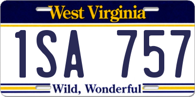 WV license plate 1SA757