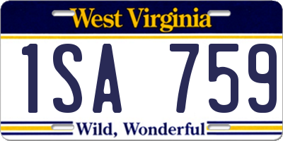 WV license plate 1SA759