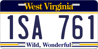 WV license plate 1SA761