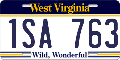 WV license plate 1SA763