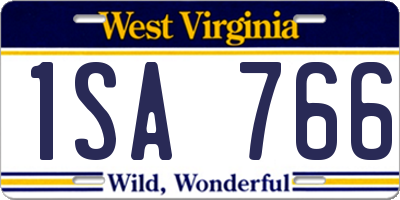 WV license plate 1SA766