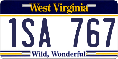 WV license plate 1SA767
