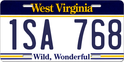 WV license plate 1SA768