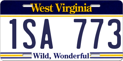 WV license plate 1SA773