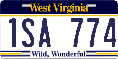 WV license plate 1SA774