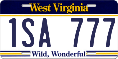 WV license plate 1SA777