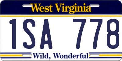 WV license plate 1SA778