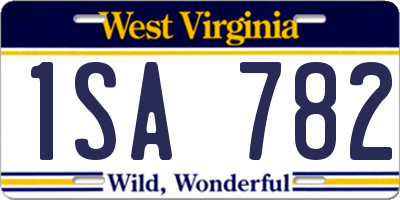 WV license plate 1SA782