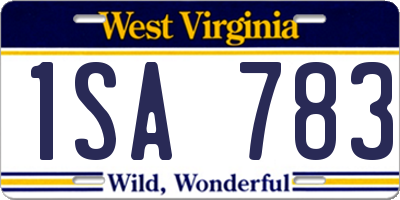 WV license plate 1SA783