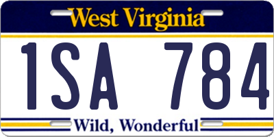 WV license plate 1SA784