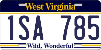 WV license plate 1SA785