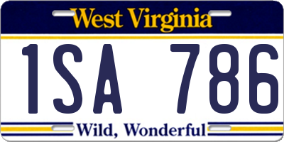 WV license plate 1SA786