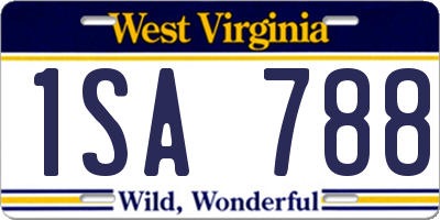 WV license plate 1SA788