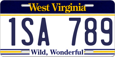 WV license plate 1SA789