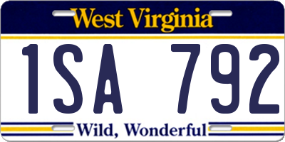 WV license plate 1SA792