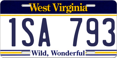 WV license plate 1SA793