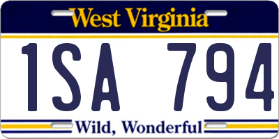 WV license plate 1SA794